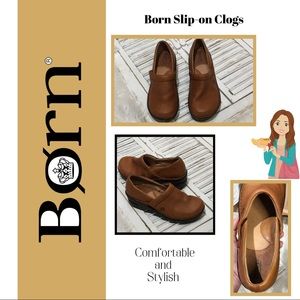 BORN Tan Slip-On Clogs 8.5